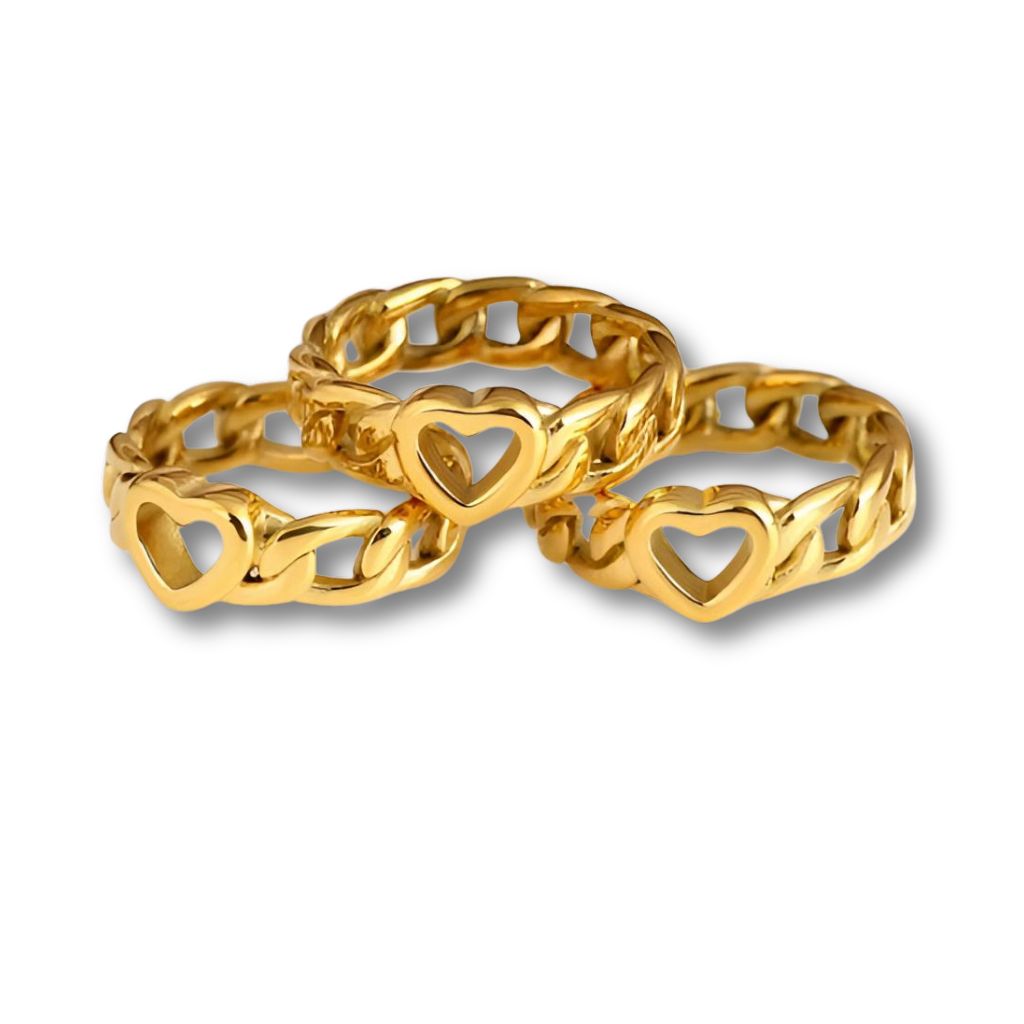 Goldener Herzkettenring | Eleganter romantischer Schmuck für Sie