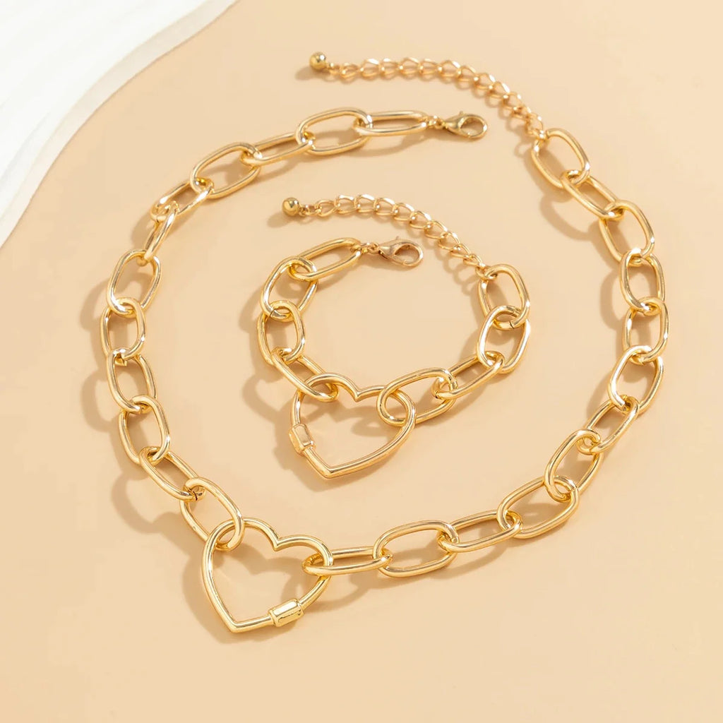 Herz-Halskette und Armband-Set – eleganter Luxusschmuck für Damen