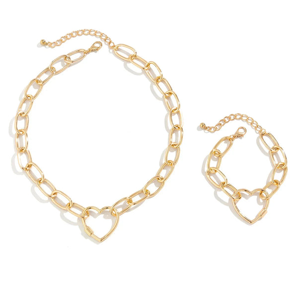 Herz-Halskette und Armband-Set – eleganter Luxusschmuck für Damen