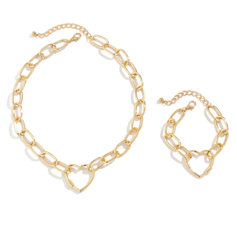 Herz-Halskette und Armband-Set – eleganter Luxusschmuck für Damen