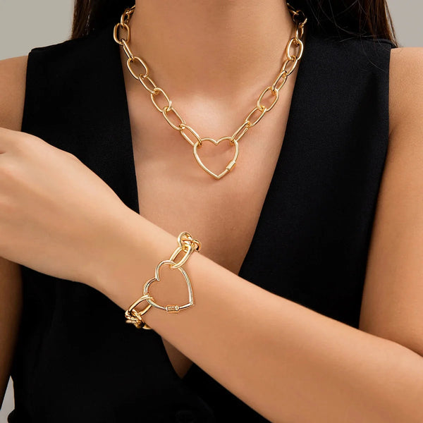 Herz-Halskette und Armband-Set – eleganter Luxusschmuck für Damen