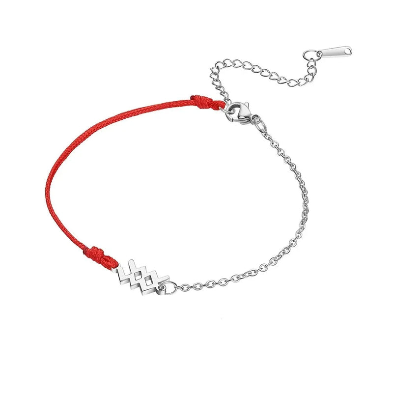 Goldenes Sternzeichen-Armband Fische – rote Schnur, verstellbare Kette als Geschenk