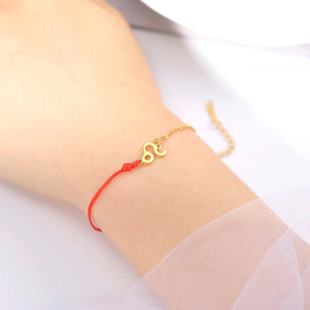 Goldenes Sternzeichen-Armband Fische – rote Schnur, verstellbare Kette als Geschenk