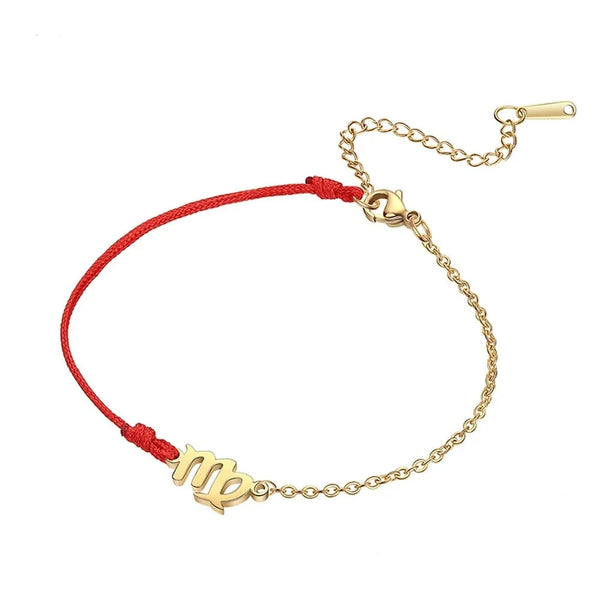 Goldenes Sternzeichen-Armband Fische – rote Schnur, verstellbare Kette als Geschenk