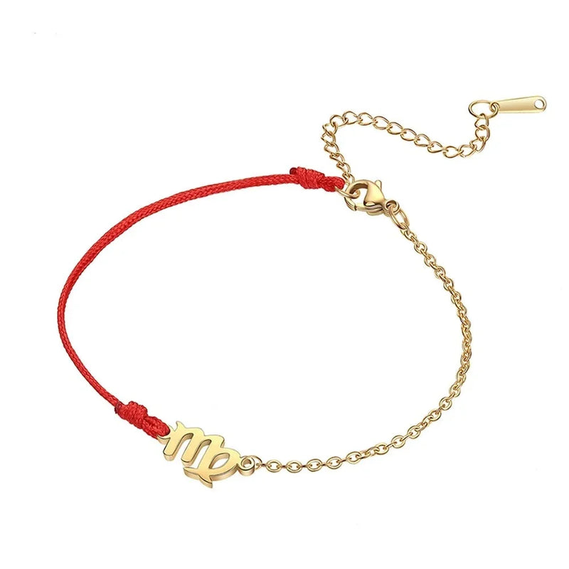 Goldenes Sternzeichen-Armband Fische – rote Schnur, verstellbare Kette als Geschenk
