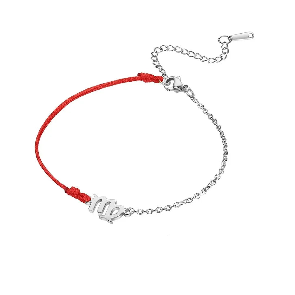 Goldenes Sternzeichen-Armband Fische – rote Schnur, verstellbare Kette als Geschenk