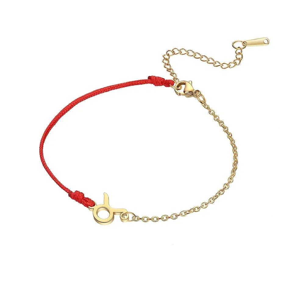 Goldenes Sternzeichen-Armband Fische – rote Schnur, verstellbare Kette als Geschenk