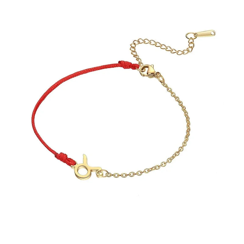 Goldenes Sternzeichen-Armband Fische – rote Schnur, verstellbare Kette als Geschenk