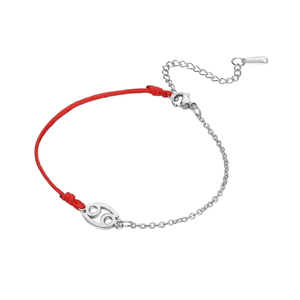 Goldenes Sternzeichen-Armband Fische – rote Schnur, verstellbare Kette als Geschenk