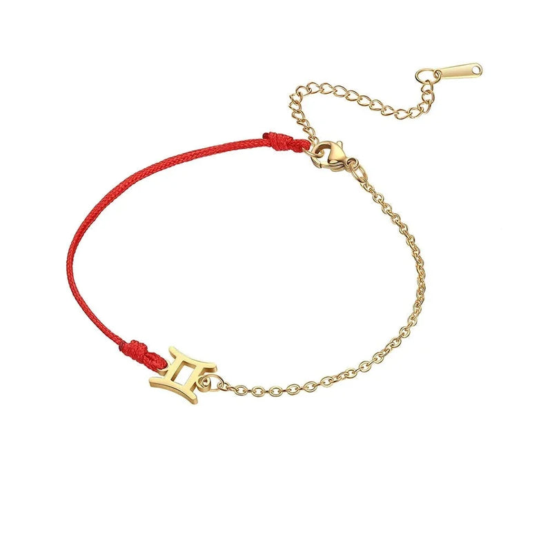 Goldenes Sternzeichen-Armband Fische – rote Schnur, verstellbare Kette als Geschenk
