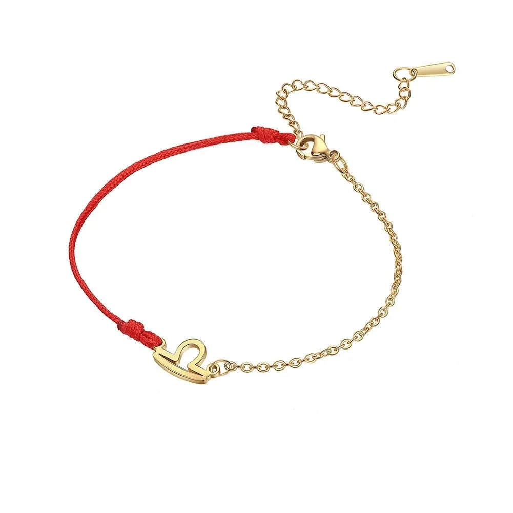 Goldenes Sternzeichen-Armband Fische – rote Schnur, verstellbare Kette als Geschenk