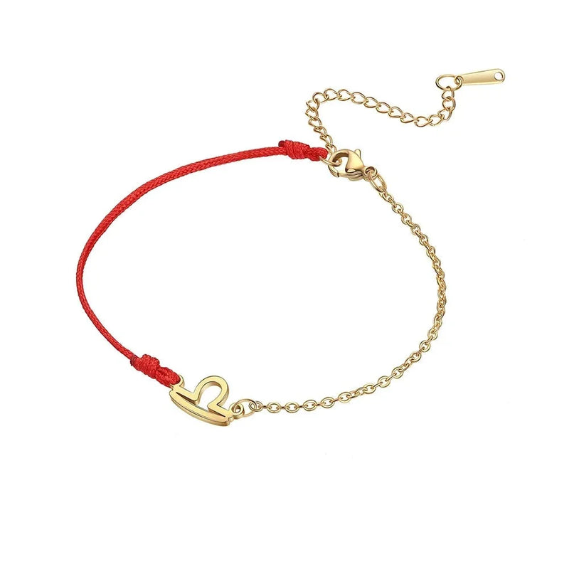 Goldenes Sternzeichen-Armband Fische – rote Schnur, verstellbare Kette als Geschenk