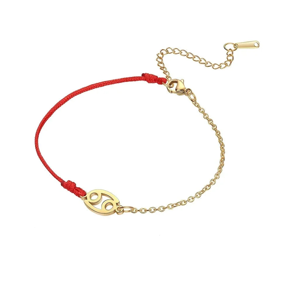 Goldenes Sternzeichen-Armband Fische – rote Schnur, verstellbare Kette als Geschenk