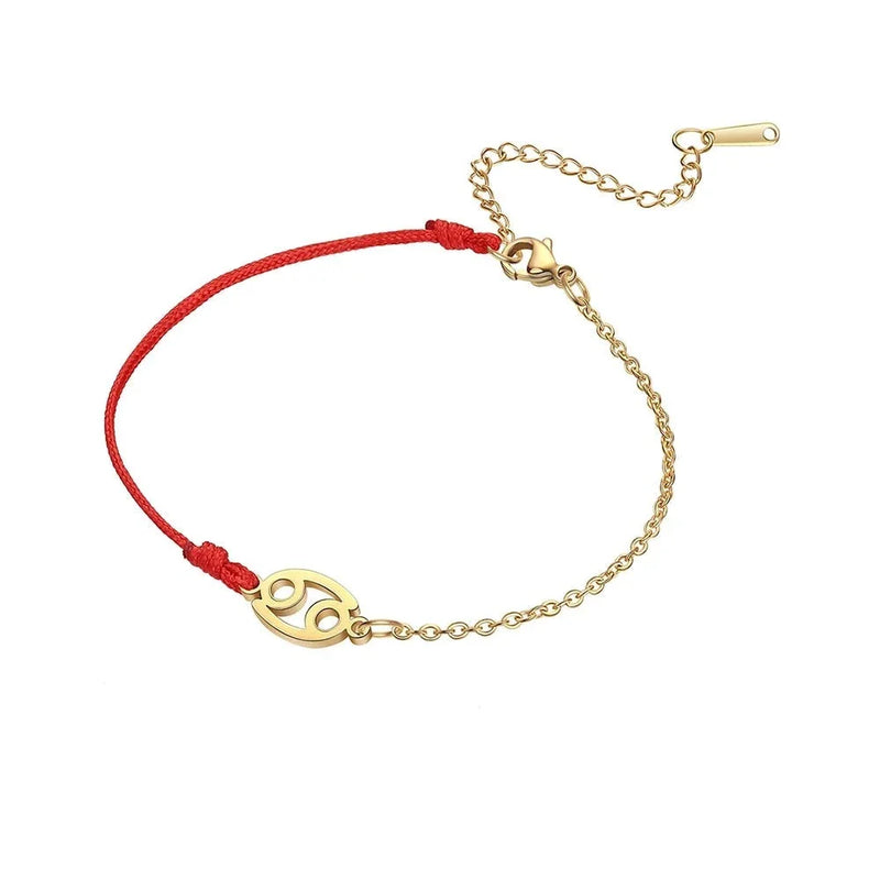 Goldenes Sternzeichen-Armband Fische – rote Schnur, verstellbare Kette als Geschenk