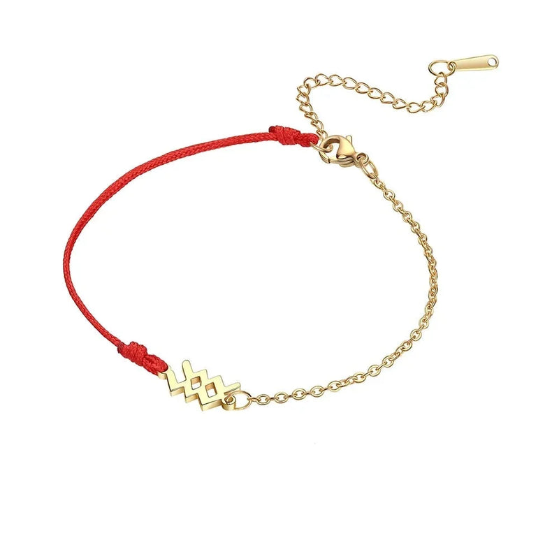 Goldenes Sternzeichen-Armband Fische – rote Schnur, verstellbare Kette als Geschenk