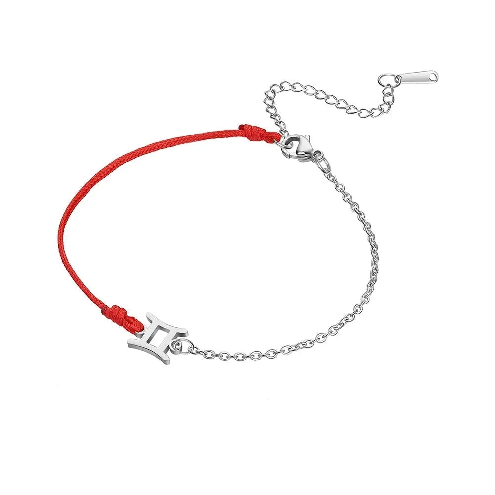 Goldenes Sternzeichen-Armband Fische – rote Schnur, verstellbare Kette als Geschenk