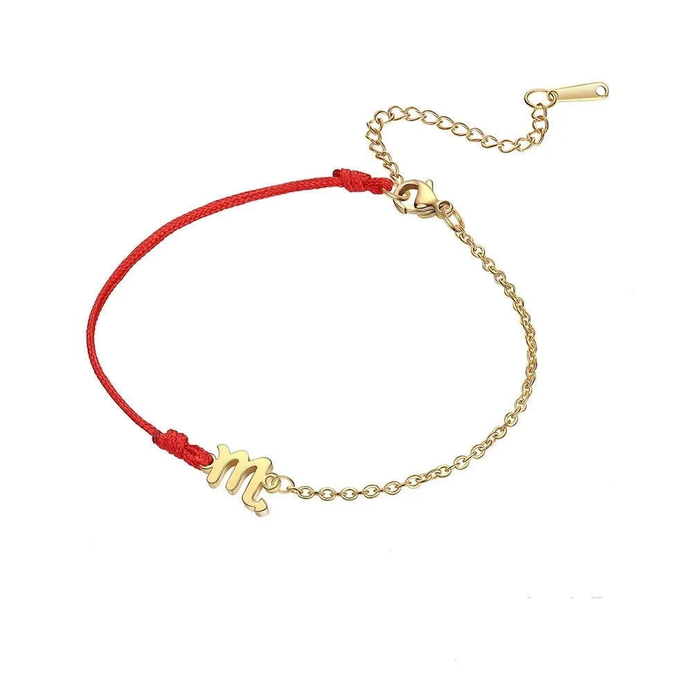 Goldenes Sternzeichen-Armband Fische – rote Schnur, verstellbare Kette als Geschenk
