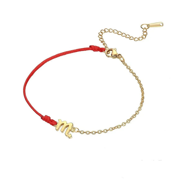 Goldenes Sternzeichen-Armband Fische – rote Schnur, verstellbare Kette als Geschenk