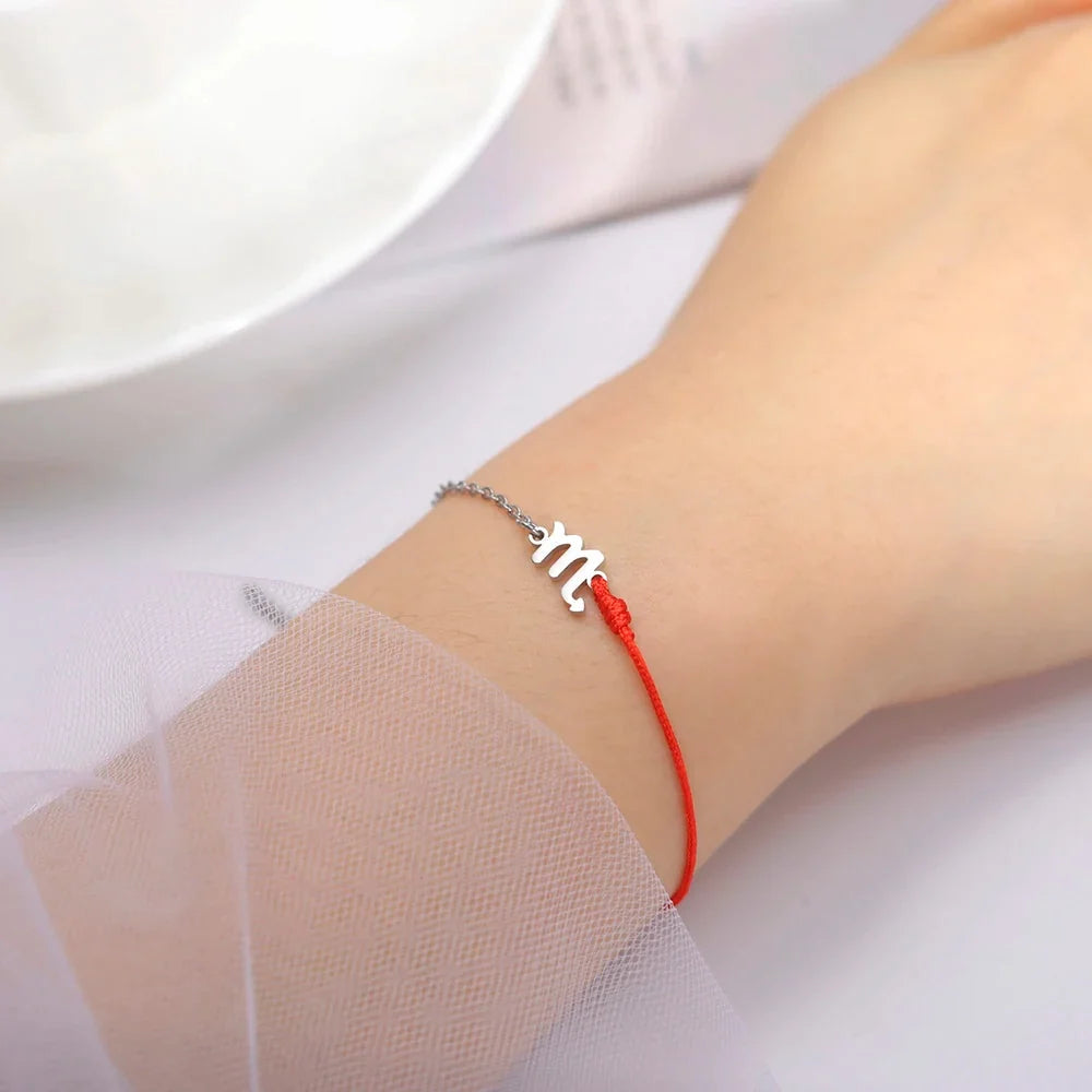 Goldenes Sternzeichen-Armband Fische – rote Schnur, verstellbare Kette als Geschenk