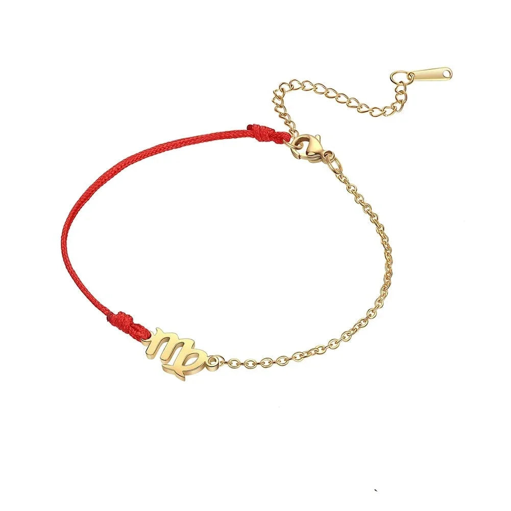 Goldenes Sternzeichen-Armband Fische – rote Schnur, verstellbare Kette als Geschenk