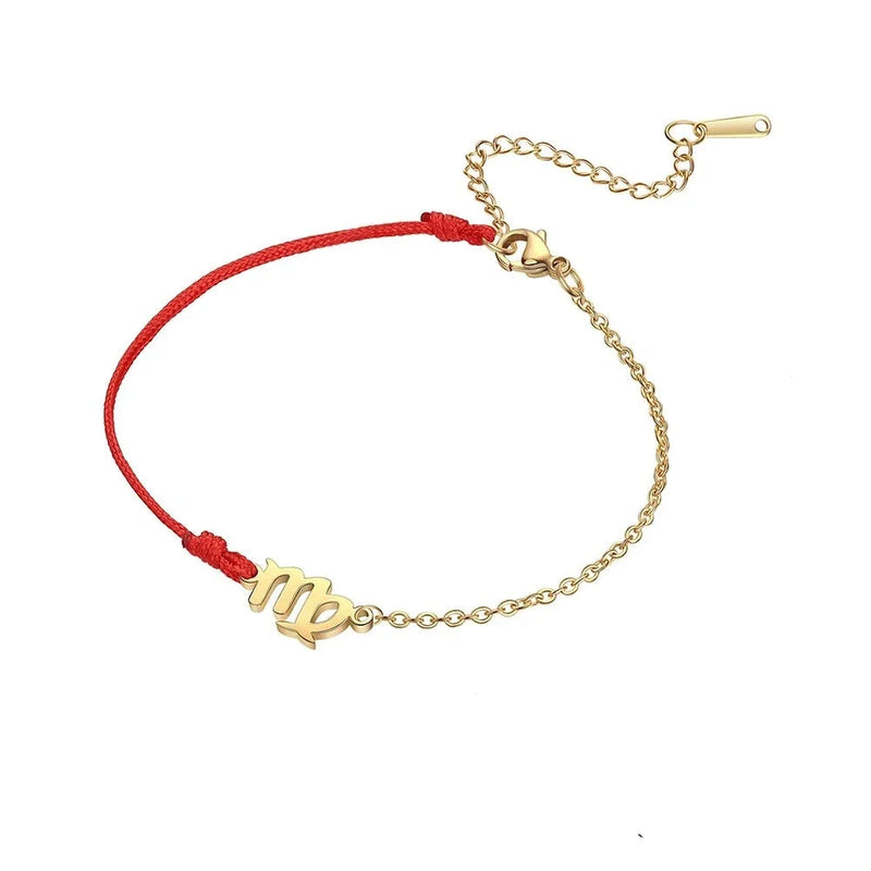 Goldenes Sternzeichen-Armband Fische – rote Schnur, verstellbare Kette als Geschenk