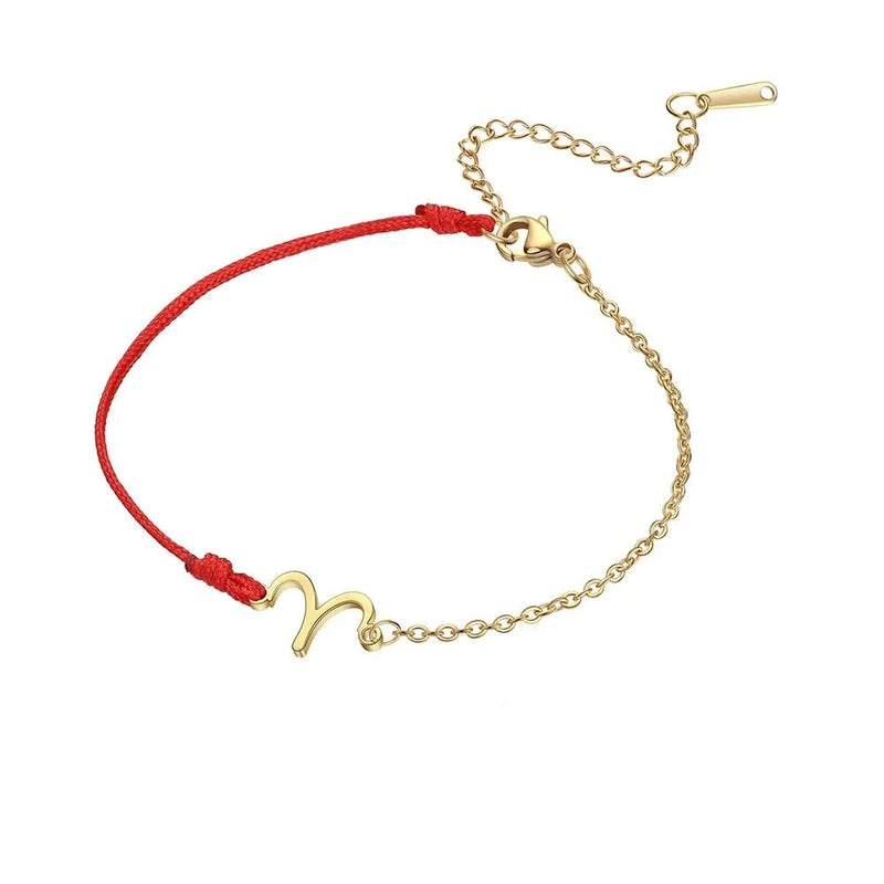 Goldenes Sternzeichen-Armband Fische – rote Schnur, verstellbare Kette als Geschenk