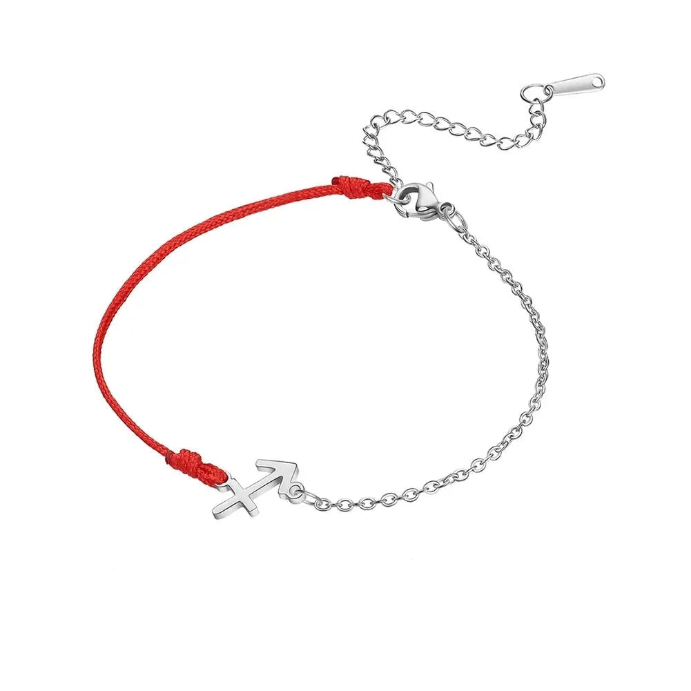 Goldenes Sternzeichen-Armband Fische – rote Schnur, verstellbare Kette als Geschenk