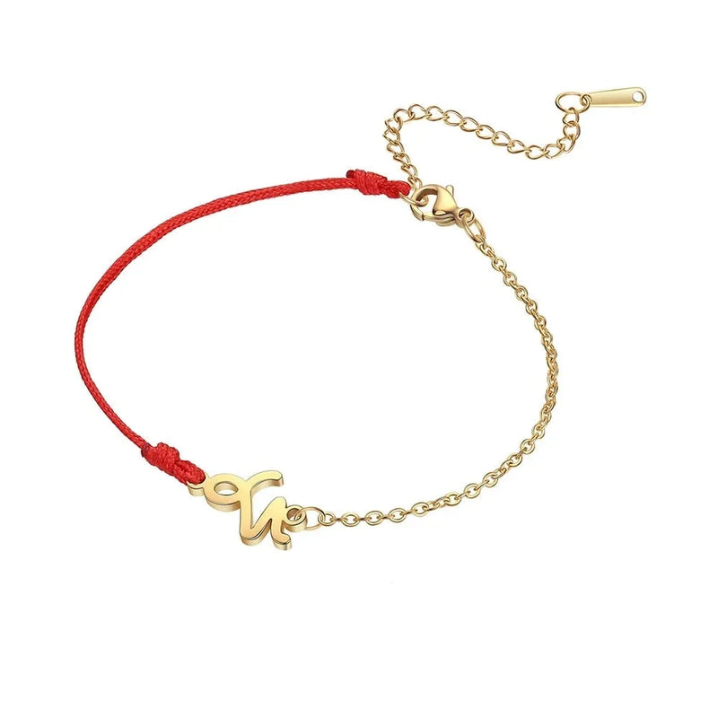 Goldenes Sternzeichen-Armband Fische – rote Schnur, verstellbare Kette als Geschenk