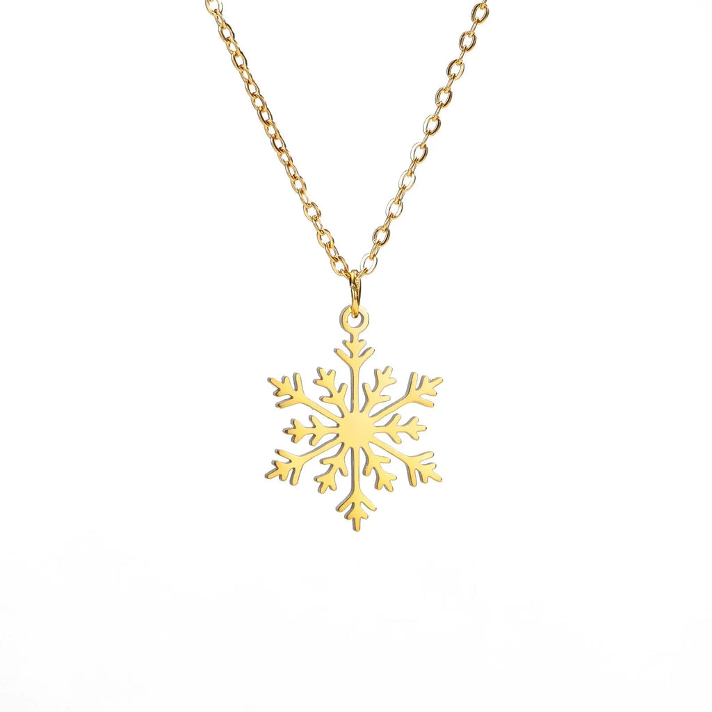 Goldene Halskette mit Schneeflocken-Anhänger – eleganter Winterschmuck, Weihnachtsgeschenk
