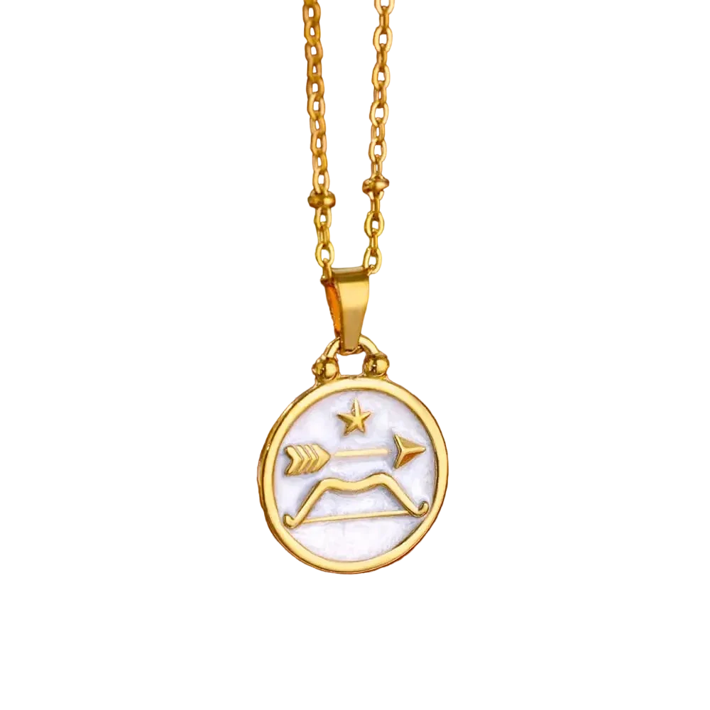 Goldene Sternzeichen-Halskette mit Perlmutt-Anhänger – Luxuriöses Astrologie-Geschenk
