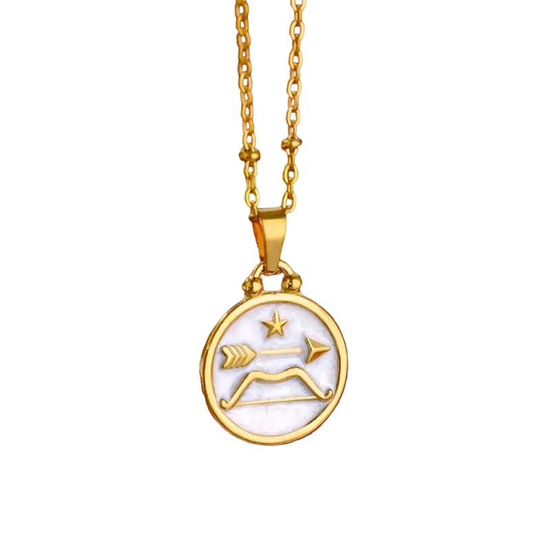 Goldene Sternzeichen-Halskette mit Perlmutt-Anhänger – Luxuriöses Astrologie-Geschenk