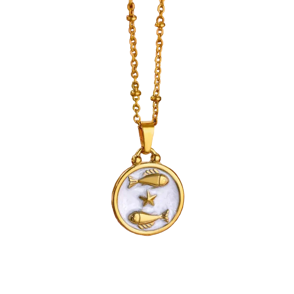 Goldene Sternzeichen-Halskette mit Perlmutt-Anhänger – Luxuriöses Astrologie-Geschenk