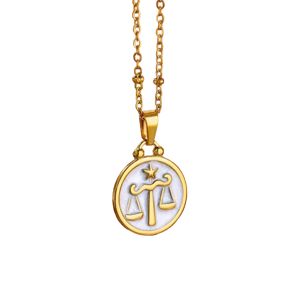 Goldene Sternzeichen-Halskette mit Perlmutt-Anhänger – Luxuriöses Astrologie-Geschenk