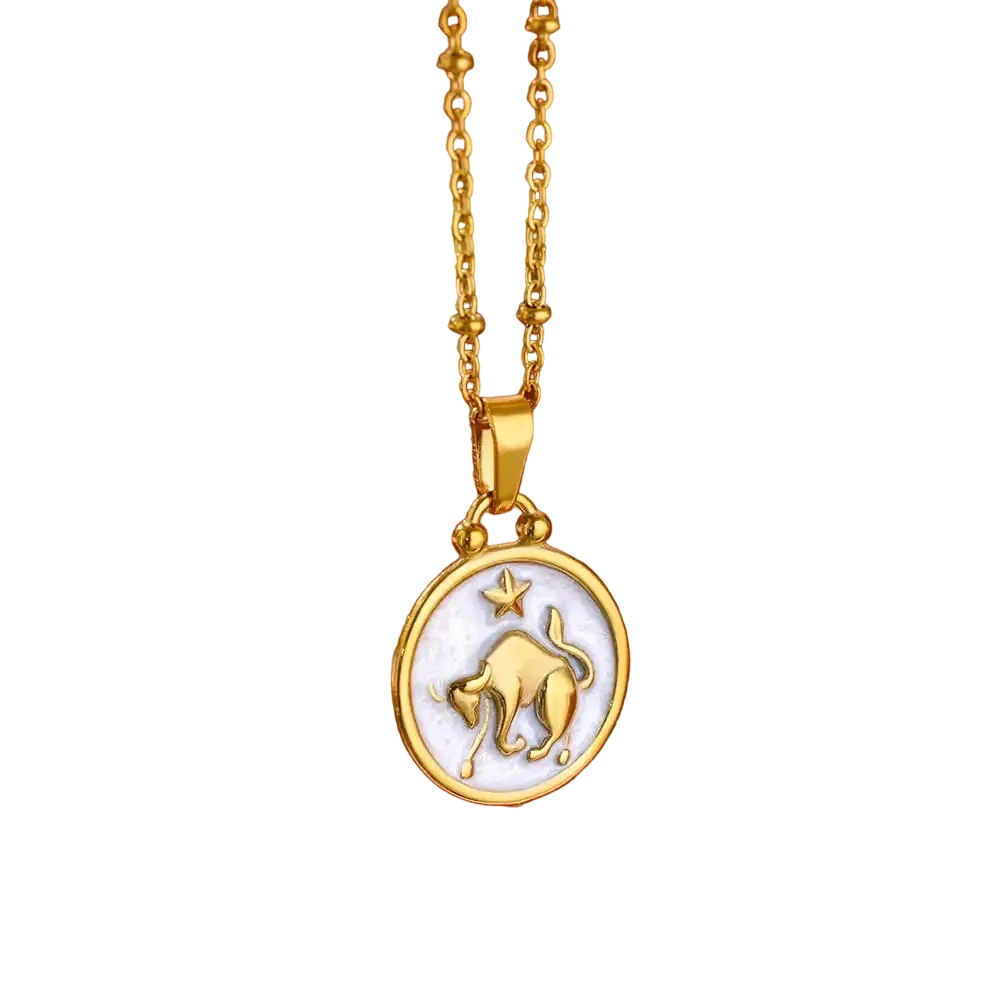 Goldene Sternzeichen-Halskette mit Perlmutt-Anhänger – Luxuriöses Astrologie-Geschenk