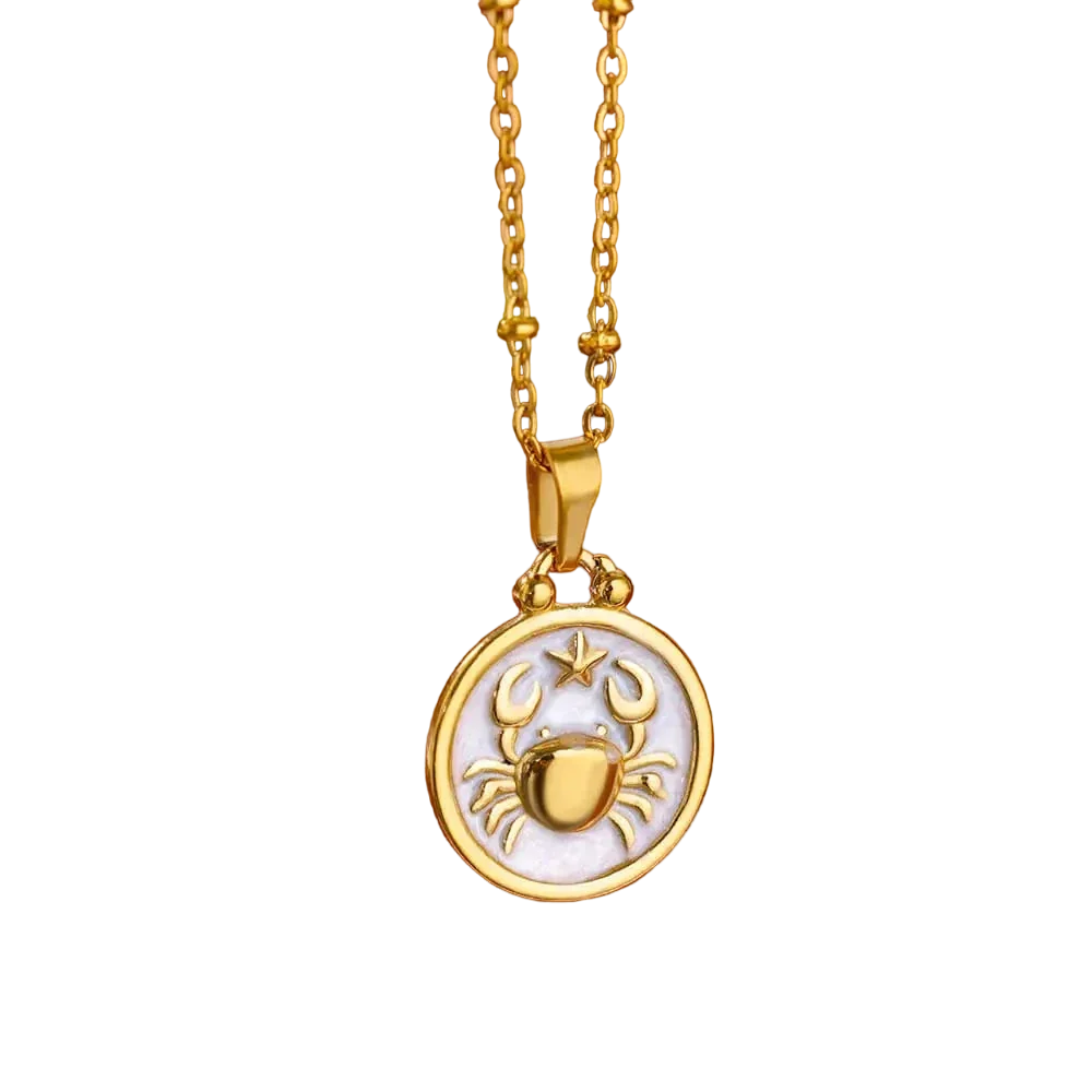 Goldene Sternzeichen-Halskette mit Perlmutt-Anhänger – Luxuriöses Astrologie-Geschenk