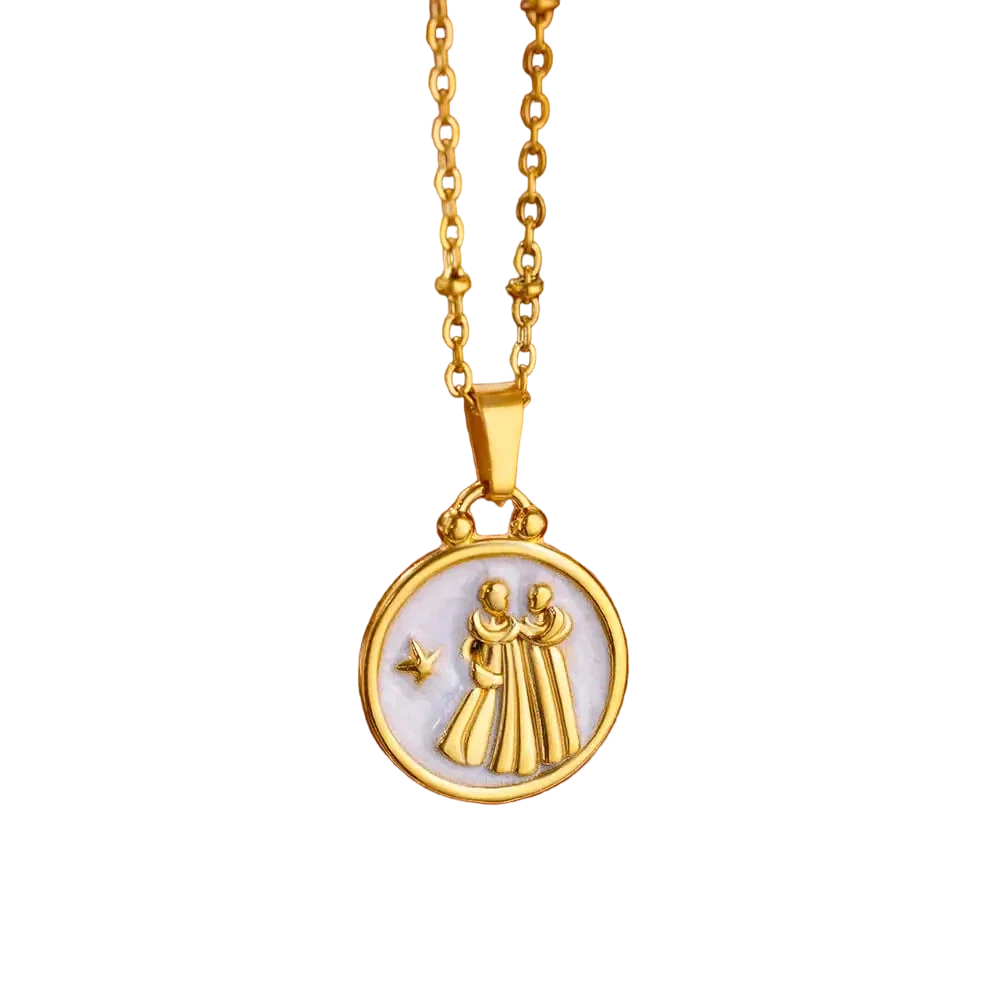 Goldene Sternzeichen-Halskette mit Perlmutt-Anhänger – Luxuriöses Astrologie-Geschenk
