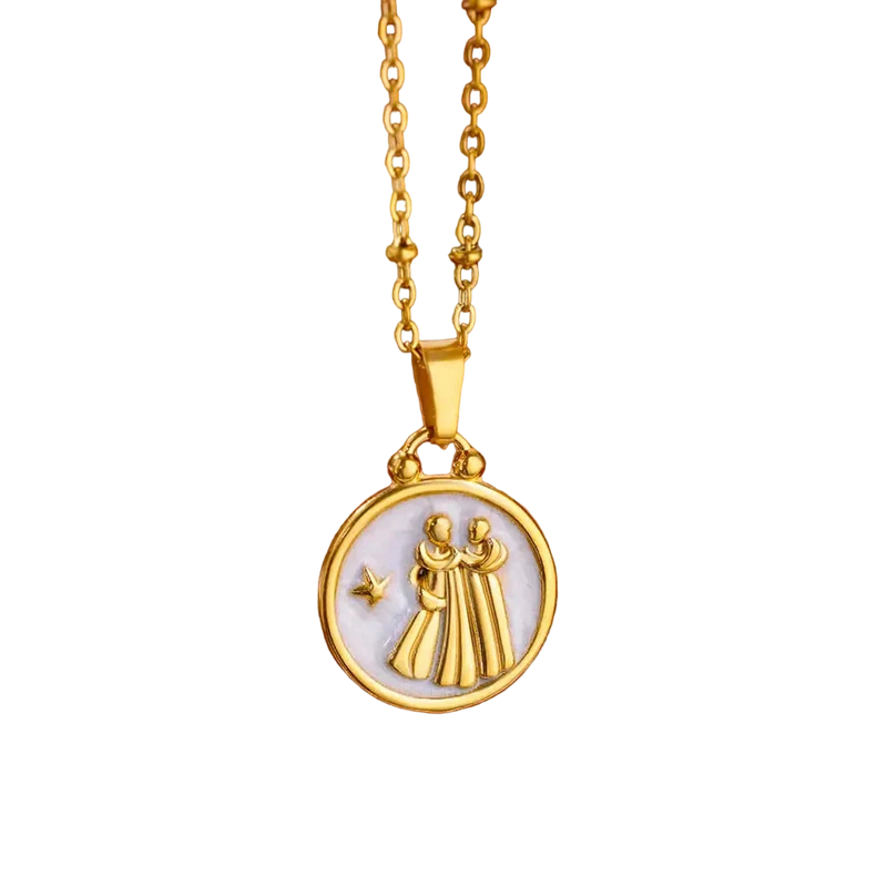 Goldene Sternzeichen-Halskette mit Perlmutt-Anhänger – Luxuriöses Astrologie-Geschenk