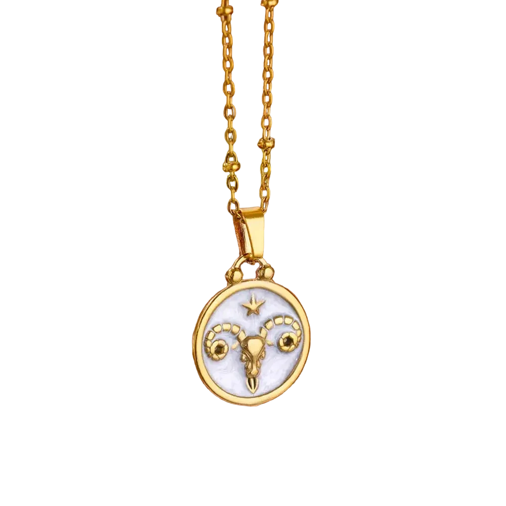 Goldene Sternzeichen-Halskette mit Perlmutt-Anhänger – Luxuriöses Astrologie-Geschenk