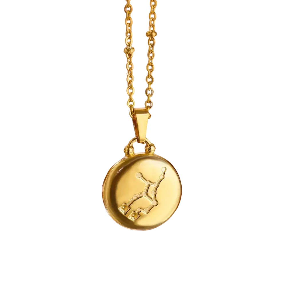 Goldene Sternzeichen-Halskette mit Perlmutt-Anhänger – Luxuriöses Astrologie-Geschenk