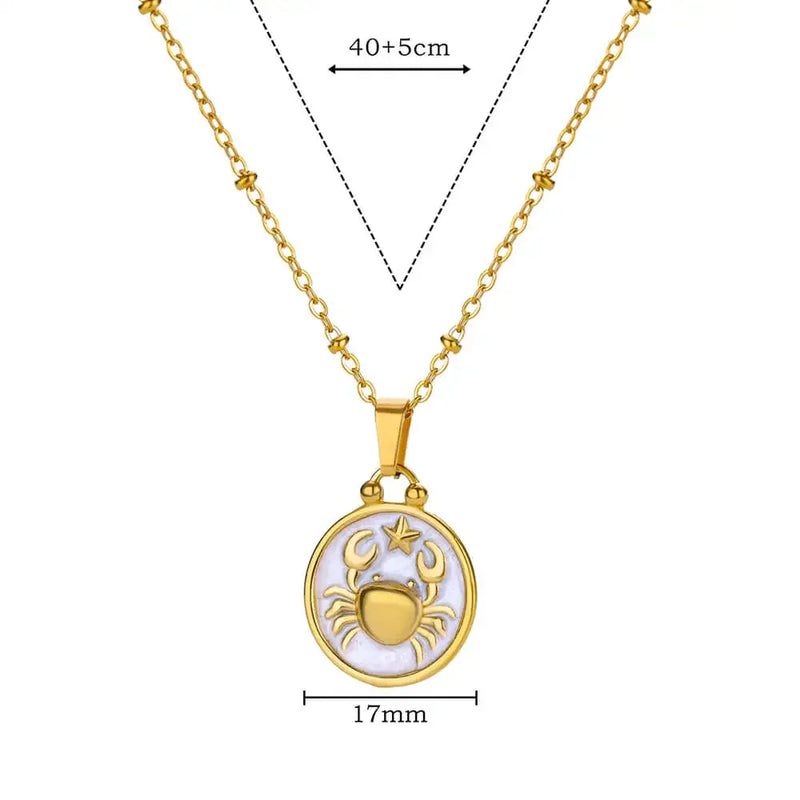 Goldene Sternzeichen-Halskette mit Perlmutt-Anhänger – Luxuriöses Astrologie-Geschenk