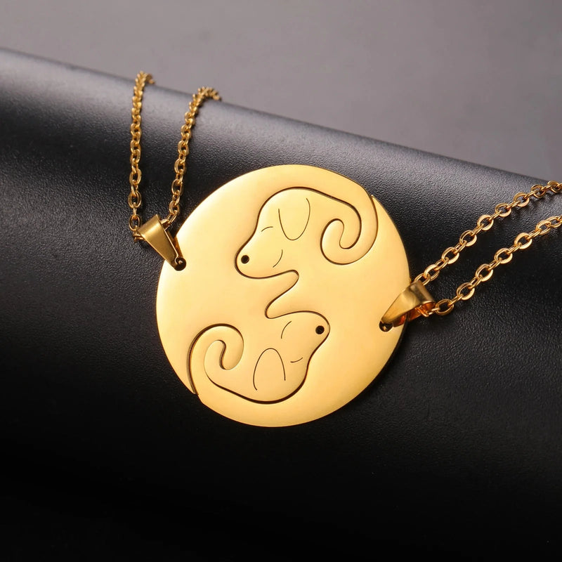 Hundeanhänger - Sternzeichen Schlangenhalskette, Strukturierter Goldanhänger