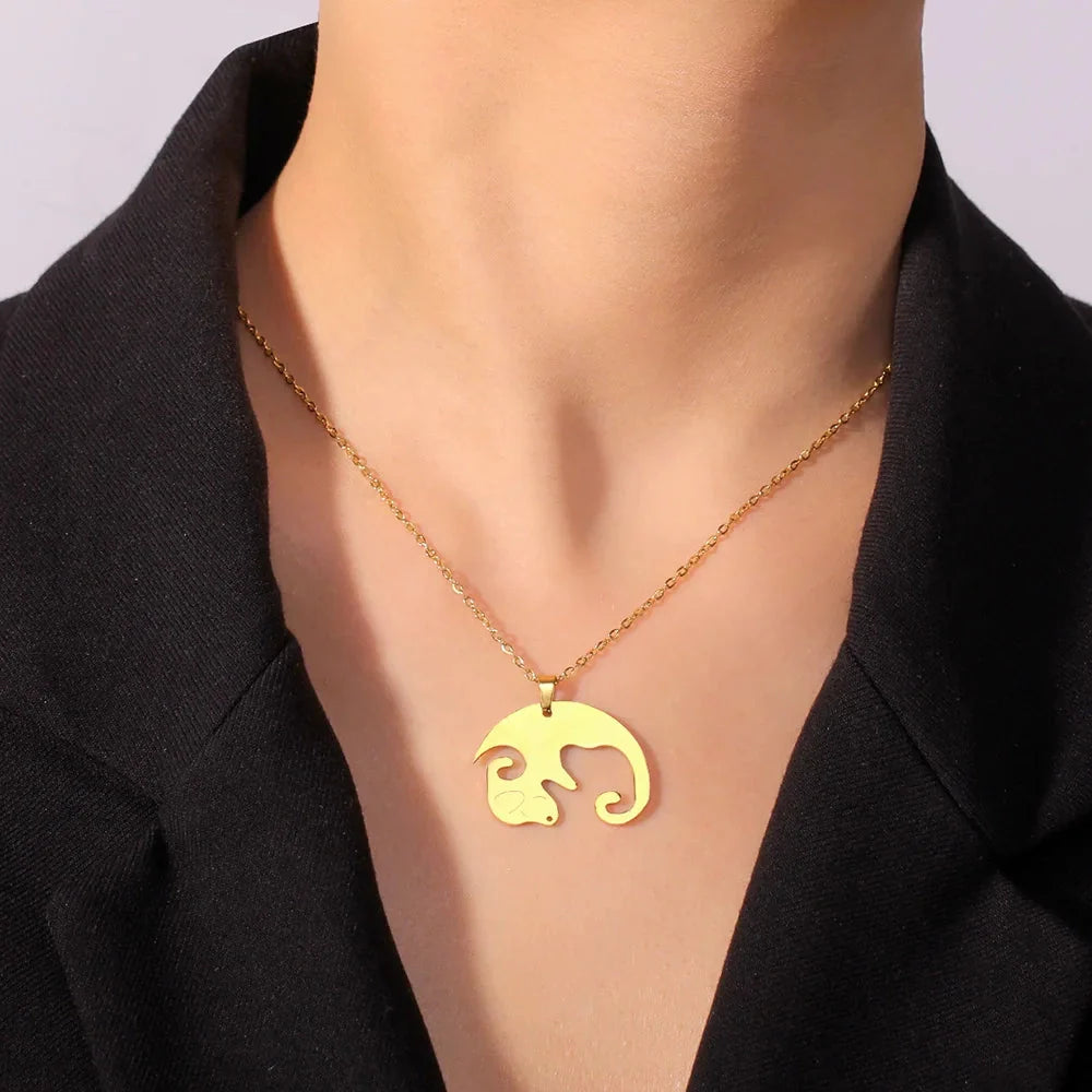 Hundeanhänger - Sternzeichen Schlangenhalskette, Strukturierter Goldanhänger