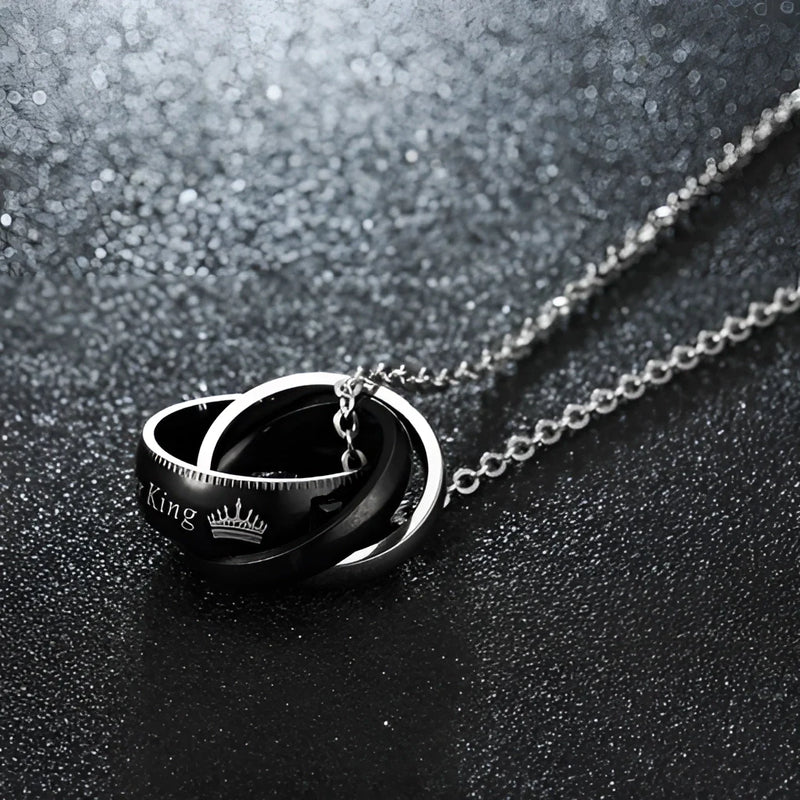 Seine Königin, ihr König Edelstahl Paar Halskette - Romantisches Geschenk