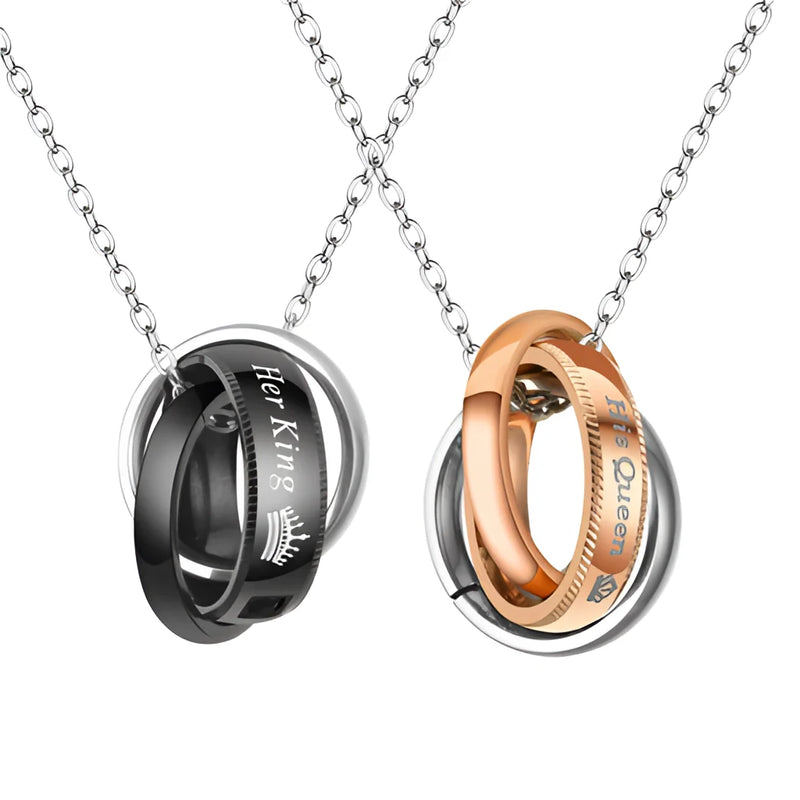 Seine Königin, ihr König Edelstahl Paar Halskette - Romantisches Geschenk