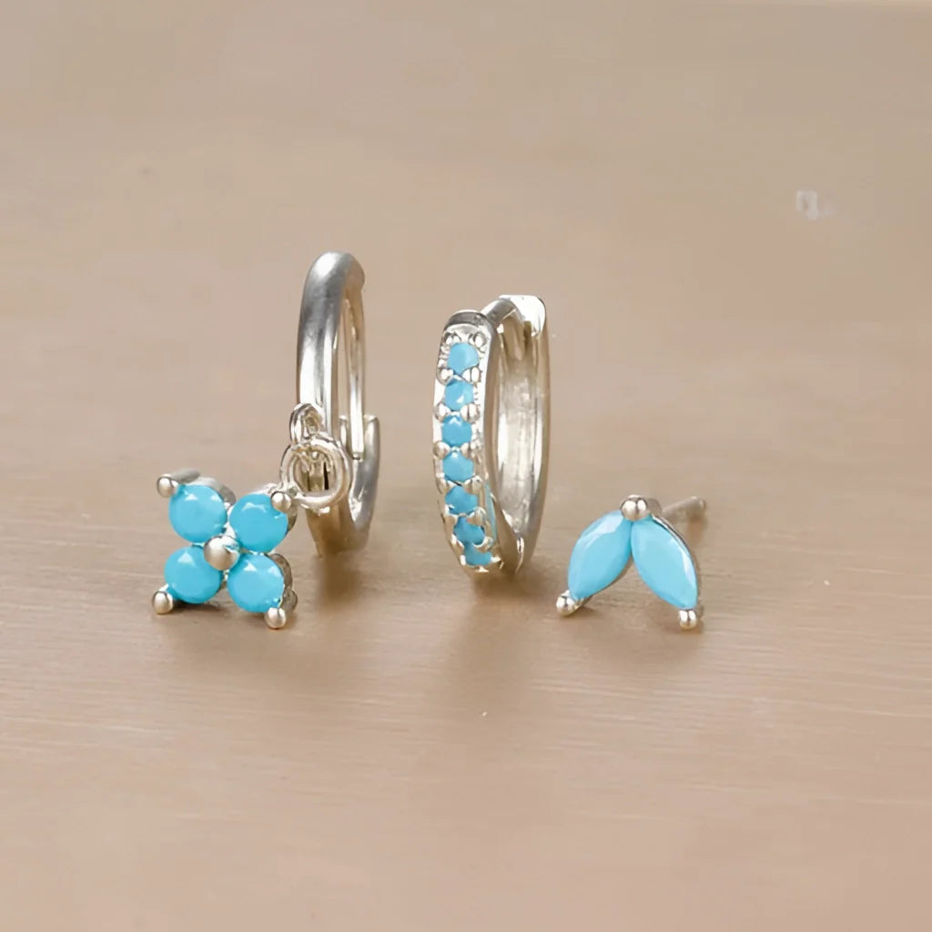 Hübsches Ohrring-Set mit Ring, Nadel und Anhänger