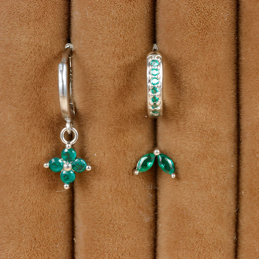 Hübsches Ohrring-Set mit Ring, Nadel und Anhänger