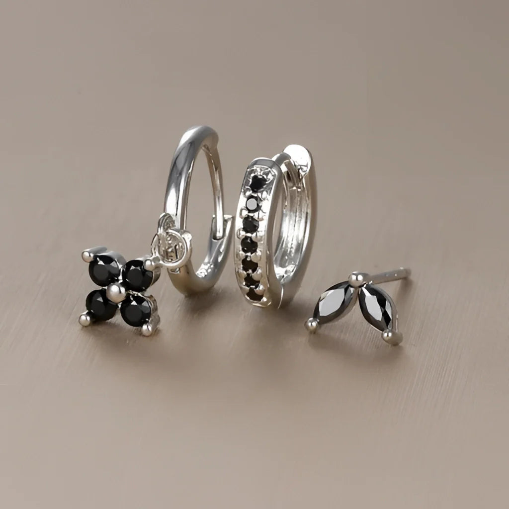 Hübsches Ohrring-Set mit Ring, Nadel und Anhänger