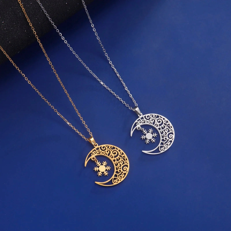 Lucktune Damen-Anhänger Halbmond und Stern, silberfarben – Himmlischer Schmuck