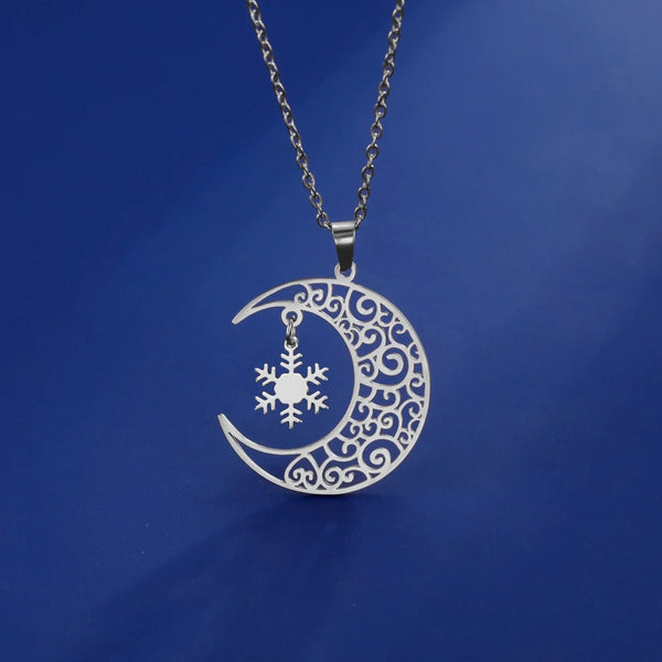 Lucktune Damen-Anhänger Halbmond und Stern, silberfarben – Himmlischer Schmuck