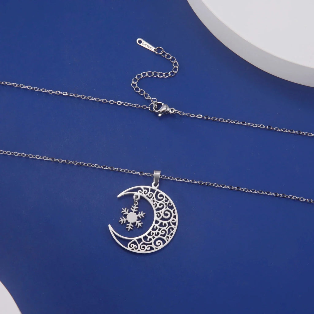 Lucktune Damen-Anhänger Halbmond und Stern, silberfarben – Himmlischer Schmuck